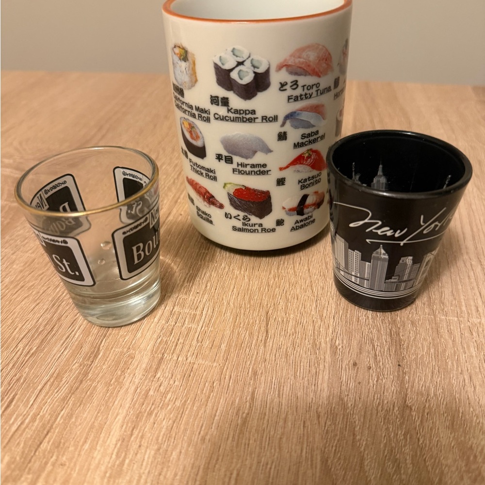 Sushi-Themed Ceramic Mug and Shot Glass Set